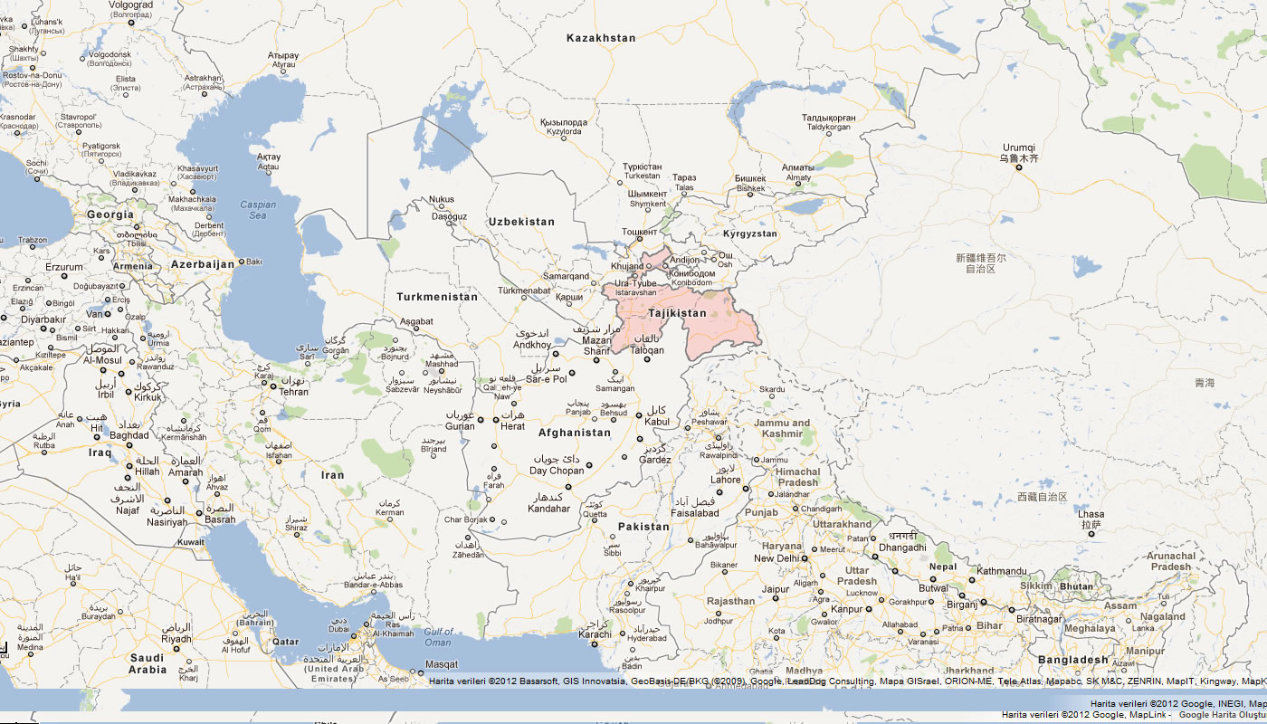 carte du tadjikistan asie